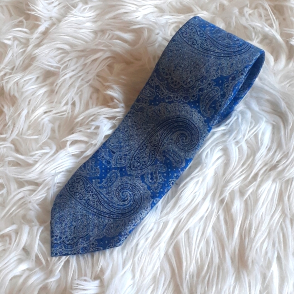 Joseph Bach Blue Silk Paisley Tie